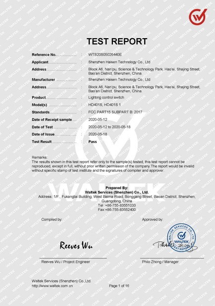 China Shenzhen HAISEN Technology Co.,Ltd. Certificações